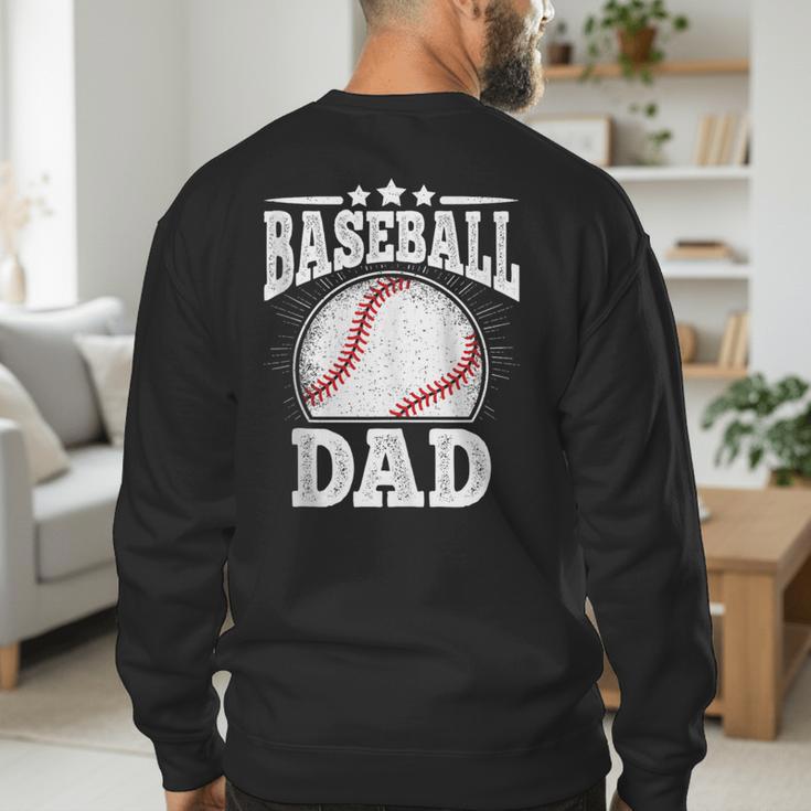 Baseball Dad Vintage Baseball Player Daddy Men Men's Sweatshirt Back Print Baseball Dad Vintage Baseball Player Daddy Men Men's Sweatshirt Back Print