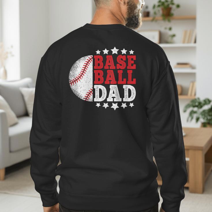Baseball Dad Vintage Baseball Player Men Men's Sweatshirt Back Print