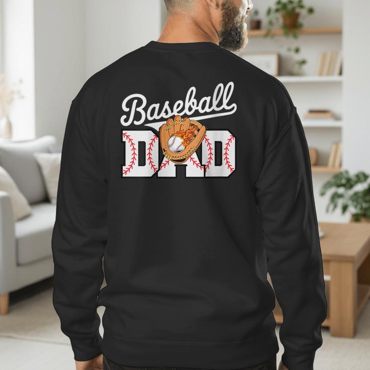 Baseball Dad Vintage Sports Fathers Day Baseball Fan Men's Sweatshirt Back Print