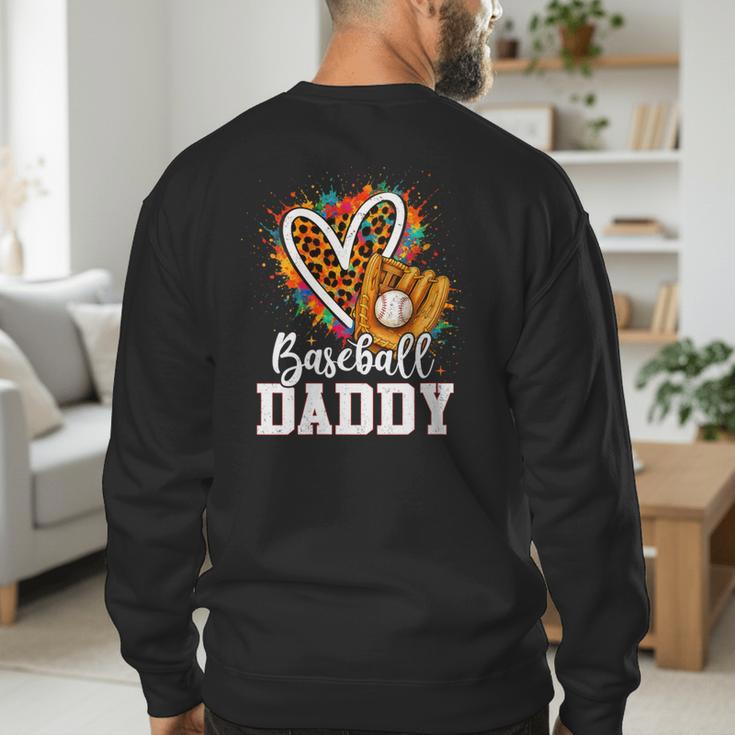 Baseball Daddy Leopard Heart Colorful Men's Sweatshirt Back Print