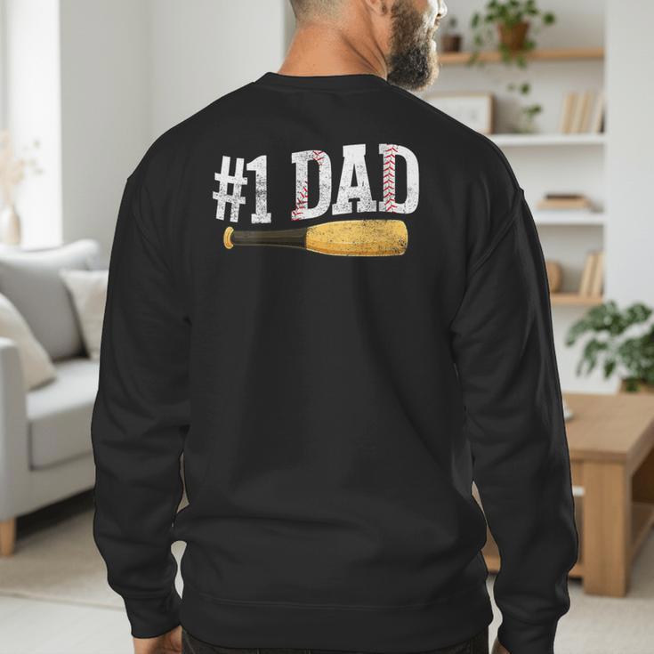 Baseball Player Dad Papa Number One Baseball Dad Fathers Day Men's Sweatshirt Back Print Baseball Player Dad Papa Number One Baseball Dad Fathers Day Men's Sweatshirt Back Print