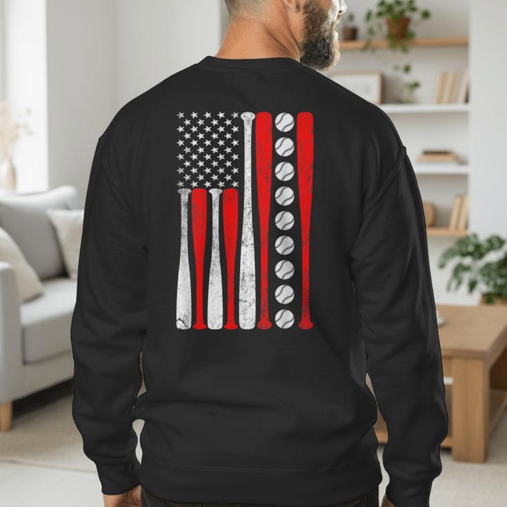 Baseball USA Flag Baseball Lover Baseball Dad Men's Sweatshirt Back Print Baseball USA Flag Baseball Lover Baseball Dad Men's Sweatshirt Back Print