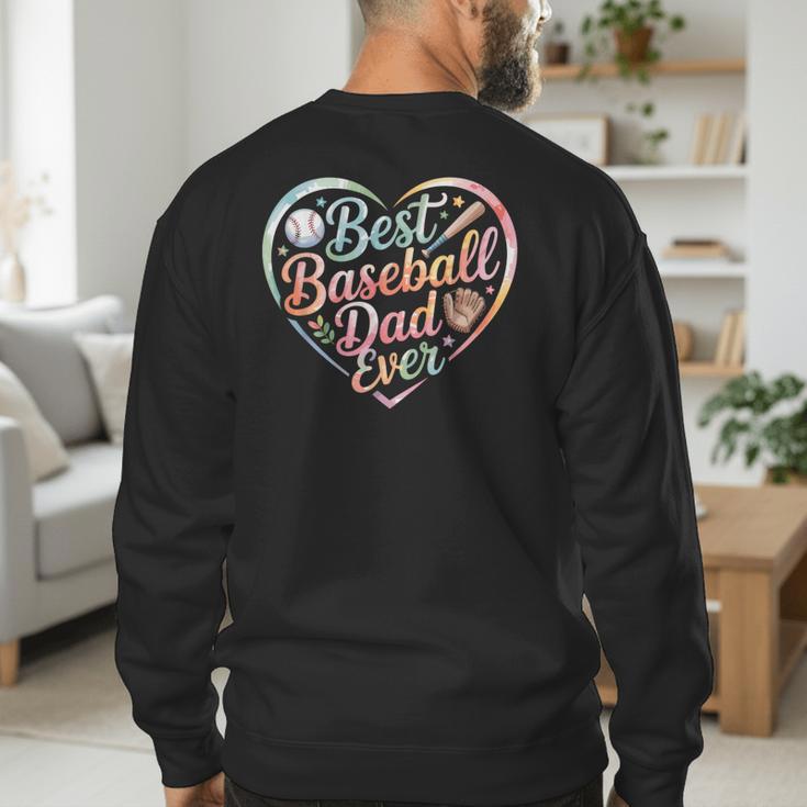 Best Baseball Dad Ever Heart Men's Sweatshirt Back Print