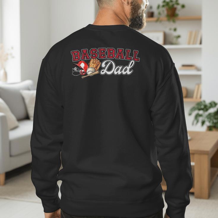 Cheer Baseball Dad My Favorite Cheerleader Calls Me Dad Red Men's Sweatshirt Back Print