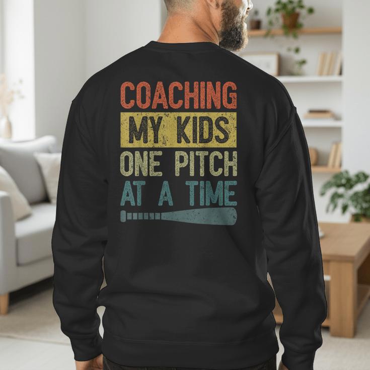 Coaching My Kids One Pitch At A Time Vintage Baseball Dad Men's Sweatshirt Back Print Coaching My Kids One Pitch At A Time Vintage Baseball Dad Men's Sweatshirt Back Print