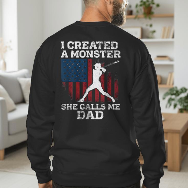 I Created Monster She Calls Me Dad Baseball Dad Men's Sweatshirt Back Print I Created Monster She Calls Me Dad Baseball Dad Men's Sweatshirt Back Print