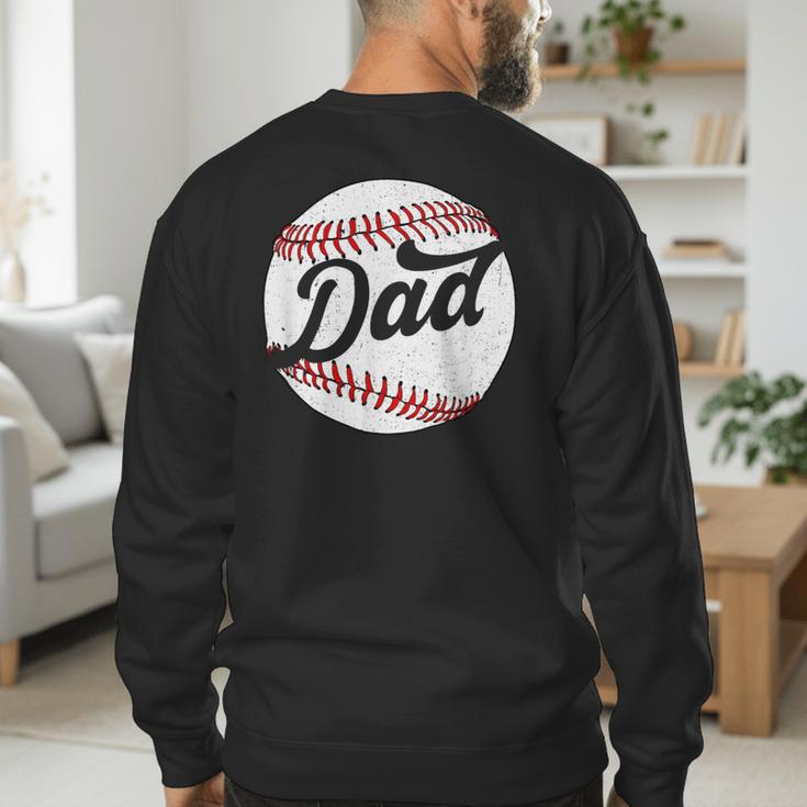 Dad Baseball Ball Vintage Groovy Baseball Daddy Fathers Day Men's Sweatshirt Back Print