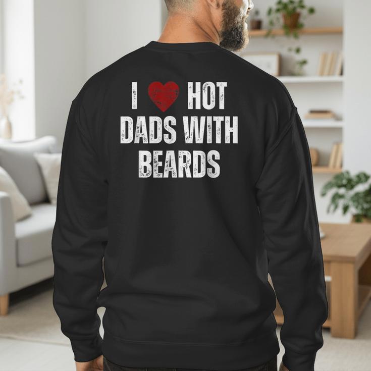I Love Hot Baseball Dads With Beards Red Hearts Men's Sweatshirt Back Print