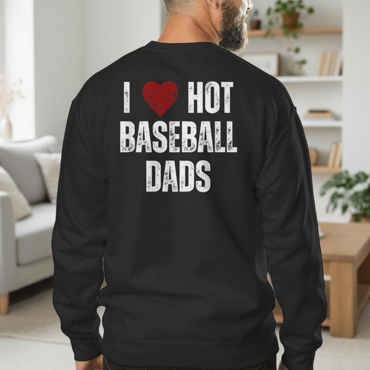 I Love Hot Baseball Dads Red Hearts Men's Sweatshirt Back Print