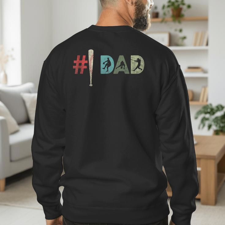 Number One Baseball Dad Father's Day Baseball Player Dad Men's Sweatshirt Back Print Number One Baseball Dad Father's Day Baseball Player Dad Men's Sweatshirt Back Print