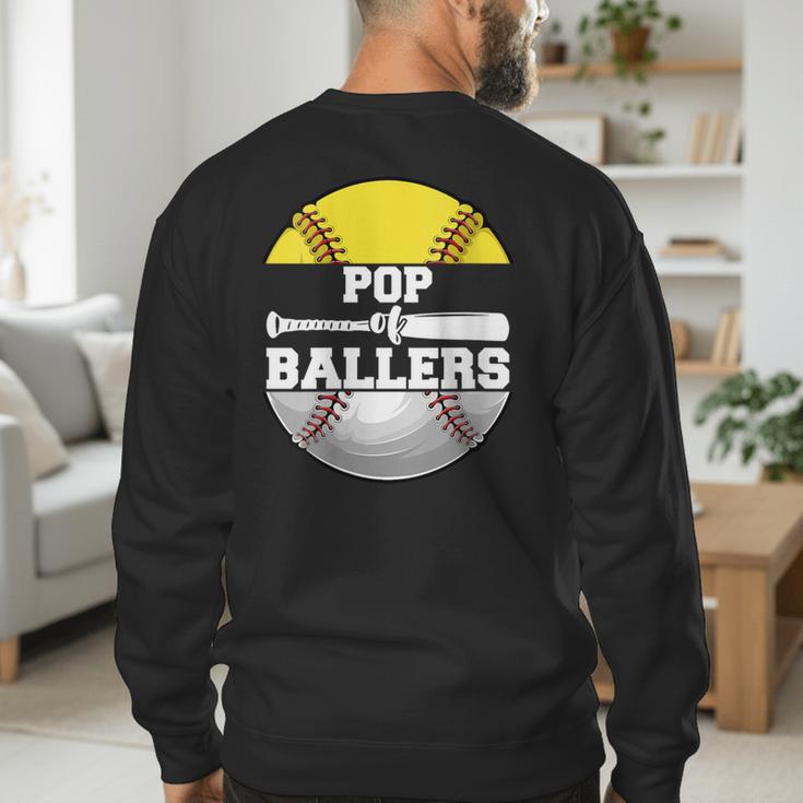 Pop Of Ballers Softball Baseball Dad Men's Sweatshirt Back Print Pop Of Ballers Softball Baseball Dad Men's Sweatshirt Back Print