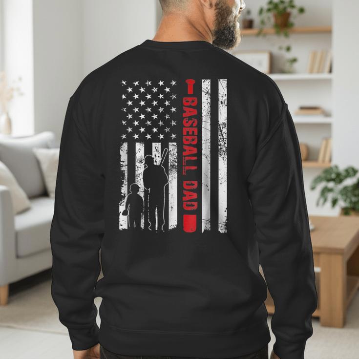 Proud Baseball Dad American Flag Sports Father Day Men's Sweatshirt Back Print Proud Baseball Dad American Flag Sports Father Day Men's Sweatshirt Back Print