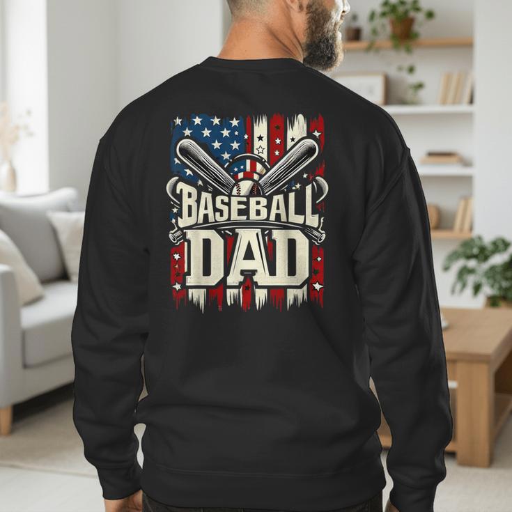 Retro American Flag Baseball Dad Father's Day Men's Sweatshirt Back Print Retro American Flag Baseball Dad Father's Day Men's Sweatshirt Back Print