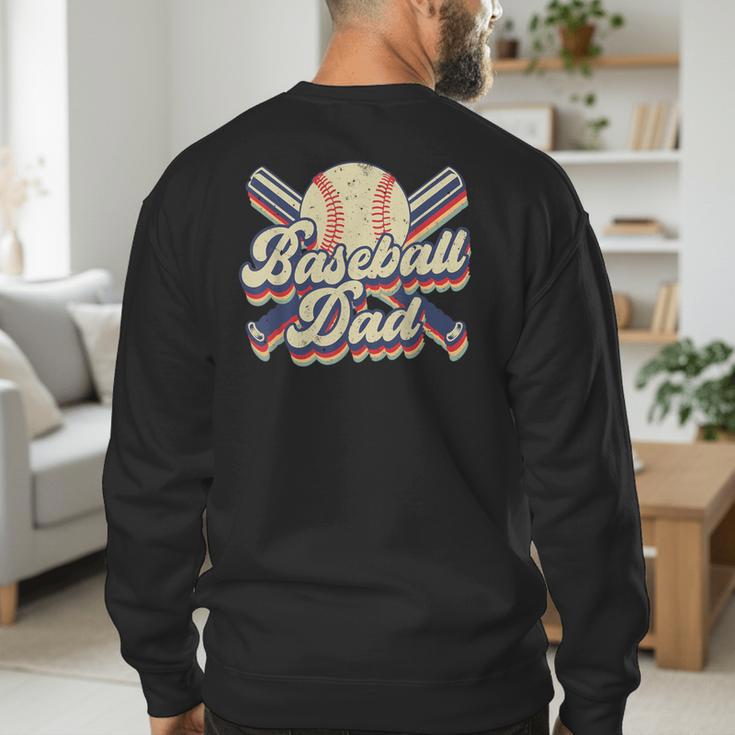 Retro Baseball Dad Sports Lovers Happy Father's Day Men's Sweatshirt Back Print Retro Baseball Dad Sports Lovers Happy Father's Day Men's Sweatshirt Back Print