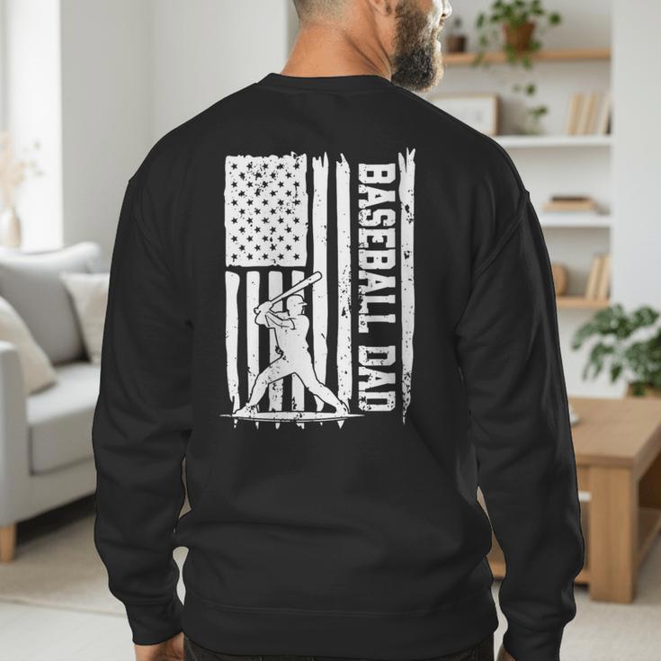 Retro Baseball Dad Us America Flag Fathers Day Men's Sweatshirt Back Print Retro Baseball Dad Us America Flag Fathers Day Men's Sweatshirt Back Print