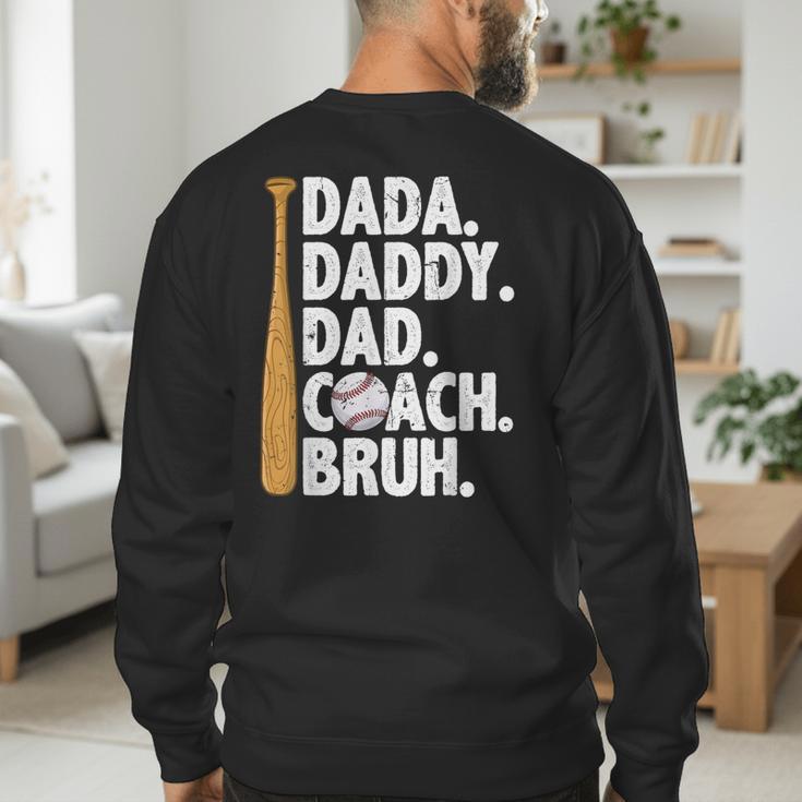 Retro Dada Daddy Dad Coach Bruh Baseball Dad Fathers Day Men Men's Sweatshirt Back Print