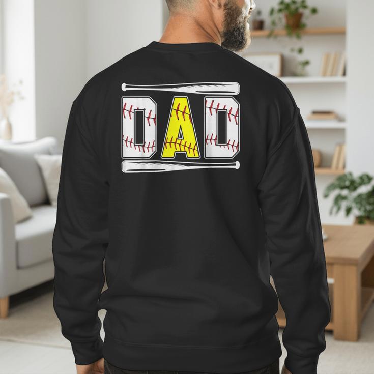 Softball Baseball Dad Of Ballers Baseball Softball Dad Men's Sweatshirt Back Print