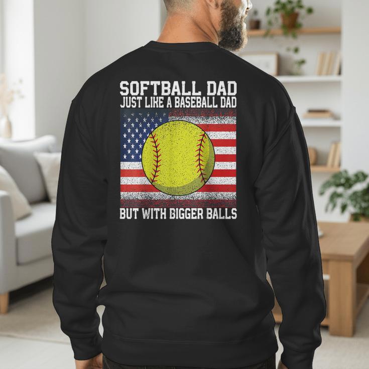 Softball Dad Like a Baseball Dad Father's Day USA Flag Men's Sweatshirt Back Print Softball Dad Like a Baseball Dad Father's Day USA Flag Men's Sweatshirt Back Print