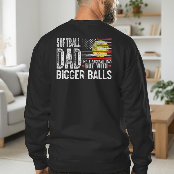 Softball Dad Like A Baseball Dad Retro US Flag Father's Day Men's Sweatshirt Back Print Softball Dad Like A Baseball Dad Retro US Flag Father's Day Men's Sweatshirt Back Print