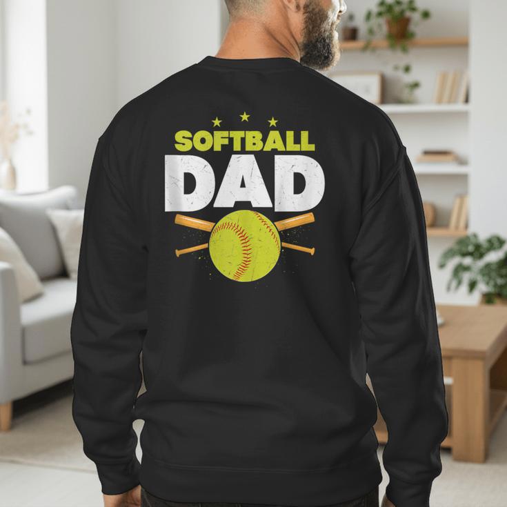 Softball Dad Just Like A Baseball Dad Player Men's Sweatshirt Back Print Softball Dad Just Like A Baseball Dad Player Men's Sweatshirt Back Print