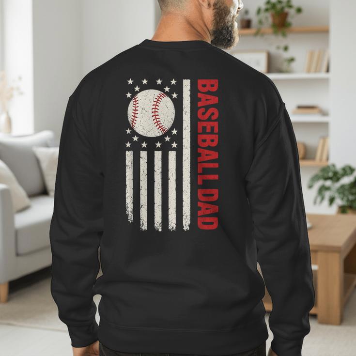 Vintage Baseball DAD American Flag Fathers Day 4th Of July Men's Sweatshirt Back Print Vintage Baseball DAD American Flag Fathers Day 4th Of July Men's Sweatshirt Back Print