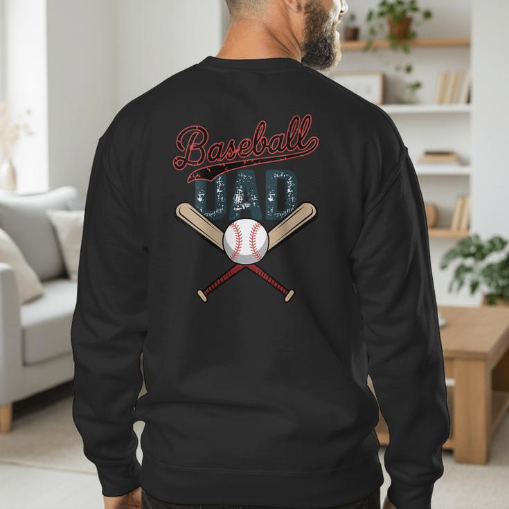 Vintage Baseball Dad Father's Day Birthday Matching Family Men's Sweatshirt Back Print