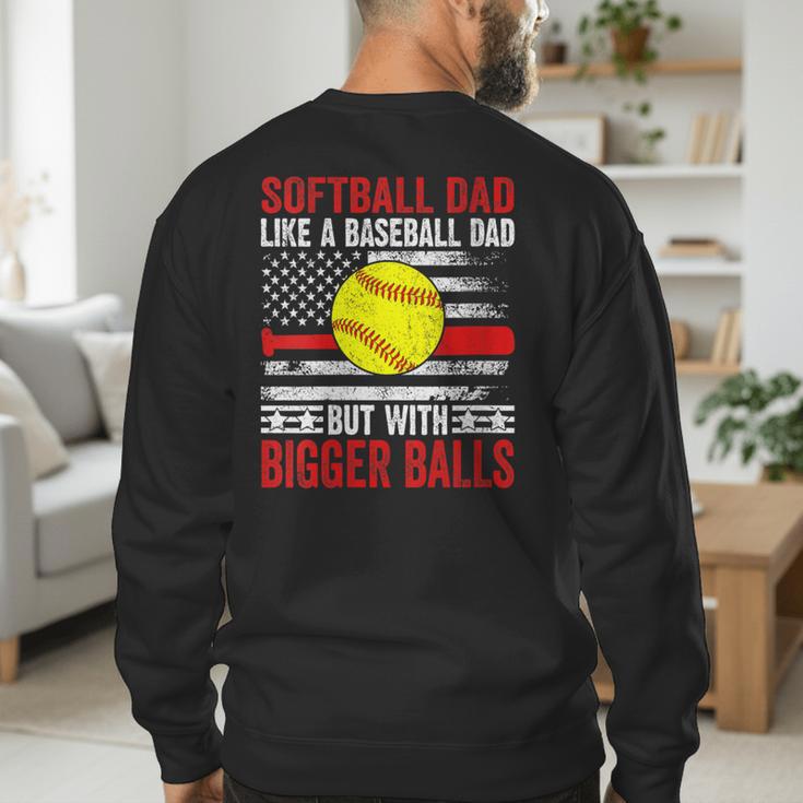 Vintage Softball Dad Like A Baseball Dad US Flag Men's Sweatshirt Back Print Vintage Softball Dad Like A Baseball Dad US Flag Men's Sweatshirt Back Print