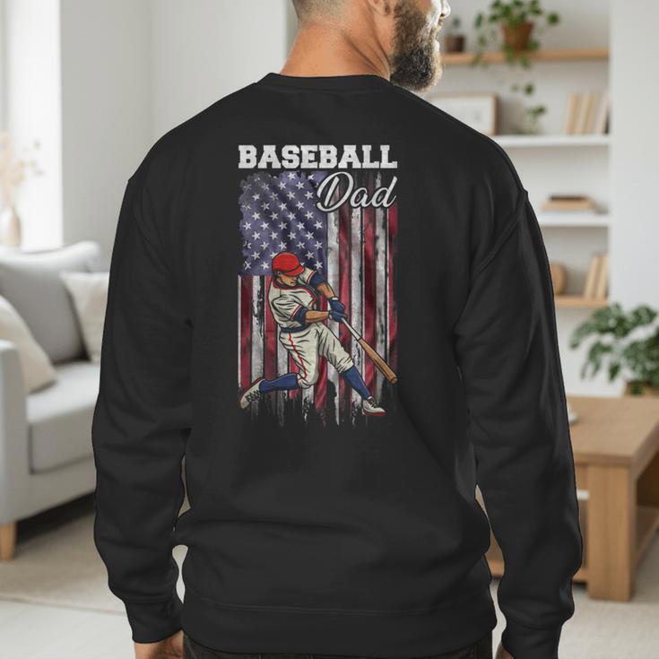 Vintage USA Flag Baseball Player Proud Baseball Dad Men's Sweatshirt Back Print Vintage USA Flag Baseball Player Proud Baseball Dad Men's Sweatshirt Back Print