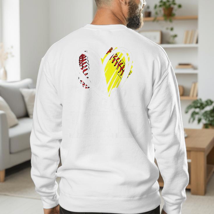 Ball Dad Softball Baseball Dad Daddy Premium Men's Sweatshirt Back Print