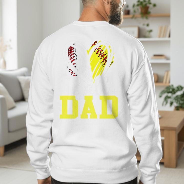 Ball Dad Softball Baseball Dad Fathers Day Premium Men's Sweatshirt Back Print