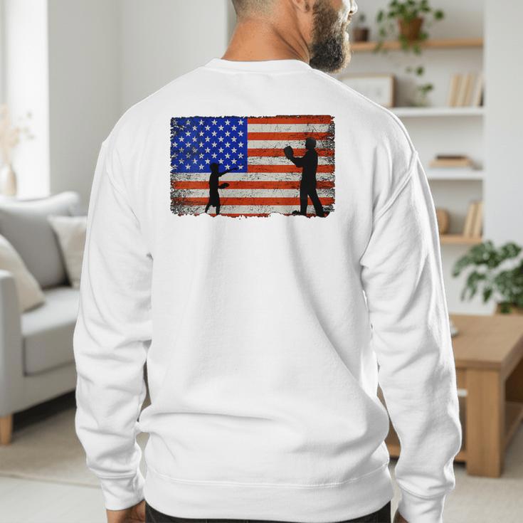 Baseball Coach Baseball Dad American Flag Men's Sweatshirt Back Print