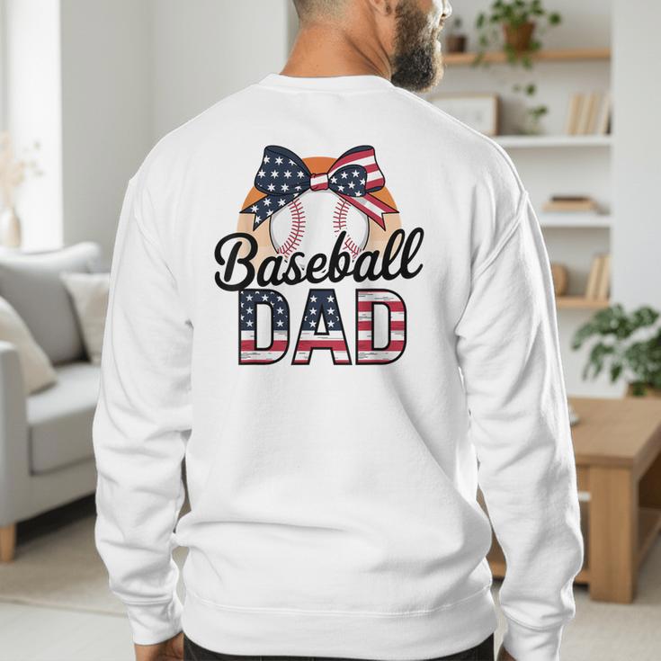 Baseball Dad American Flag Bow Sports Men's Sweatshirt Back Print