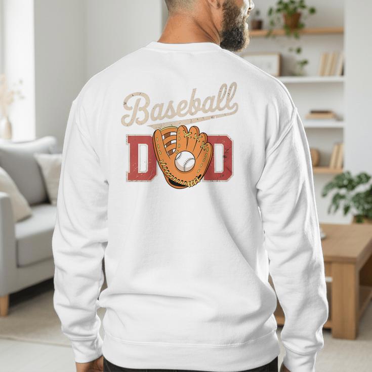 Baseball Dad Fireball Sports Father Fathers Day Daddy Premium Men's Sweatshirt Back Print