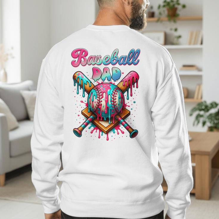 Baseball Dad Game Day Vibes Ice Cream Drip Baseball Daddy Men's Sweatshirt Back Print Baseball Dad Game Day Vibes Ice Cream Drip Baseball Daddy Men's Sweatshirt Back Print