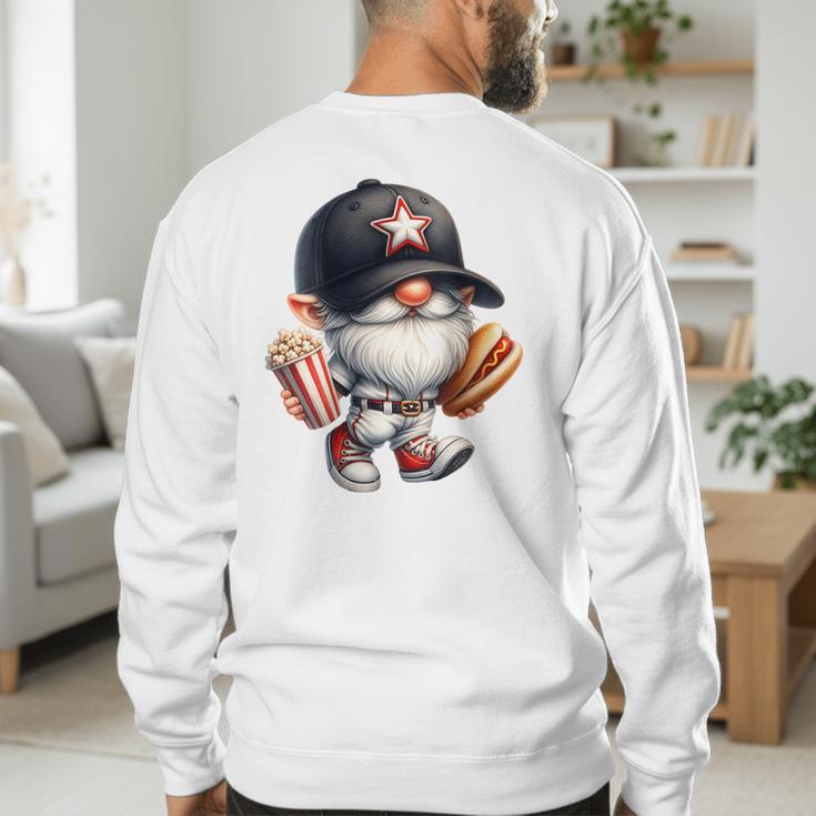 Baseball Dad Gnome Grandpa For Men Baseball Hot Dog Men's Sweatshirt Back Print