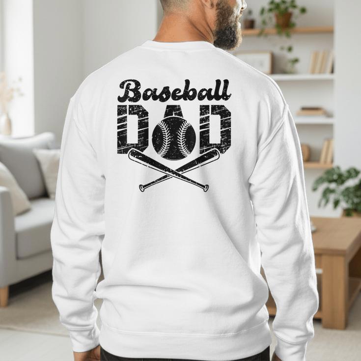 Baseball Dad Happy Fathers Day For Men Wife Daughter Son Men's Sweatshirt Back Print