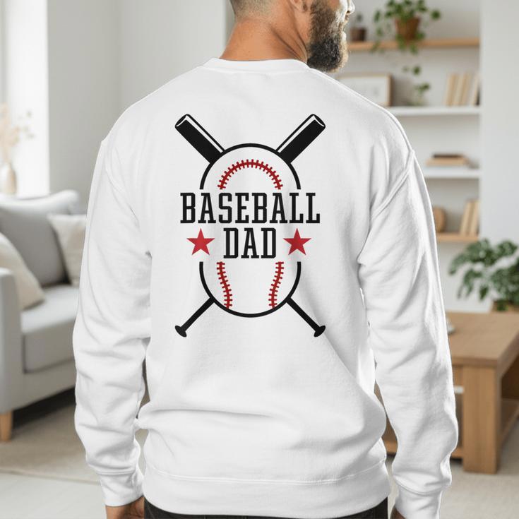 Baseball Dad Happy Fathers Day Wife Daughter Son Game Day Men's Sweatshirt Back Print
