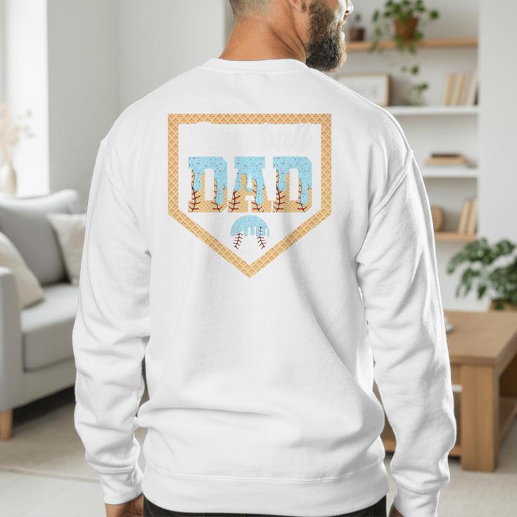 Baseball Dad Ice Cream Drip Home Plate Cool Fathers Day Premium Men's Sweatshirt Back Print Baseball Dad Ice Cream Drip Home Plate Cool Fathers Day Premium Men's Sweatshirt Back Print