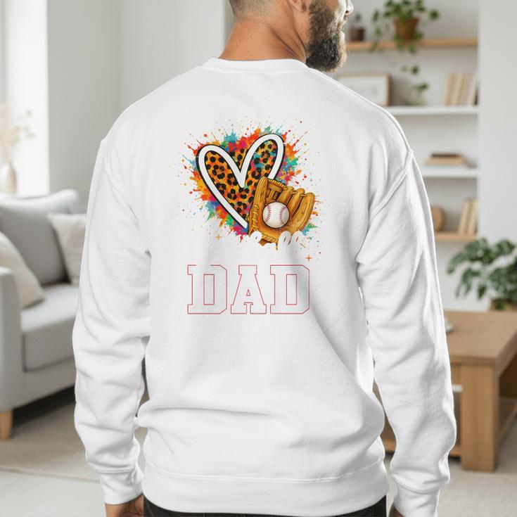 Baseball Dad Leopard Heart Colorful Premium Men's Sweatshirt Back Print