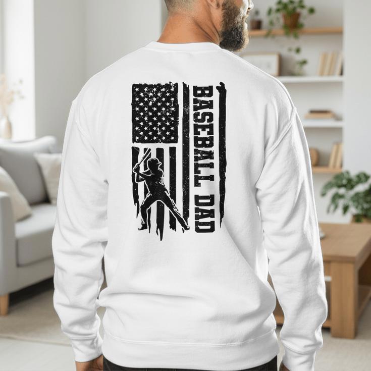 Baseball Dad Retro American USA Flag Baseball Father's Day Men's Sweatshirt Back Print Baseball Dad Retro American USA Flag Baseball Father's Day Men's Sweatshirt Back Print