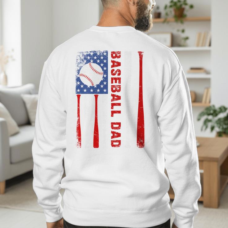 Baseball Dad USA American Flag Father's Day 4th Of July Premium Men's Sweatshirt Back Print Baseball Dad USA American Flag Father's Day 4th Of July Premium Men's Sweatshirt Back Print