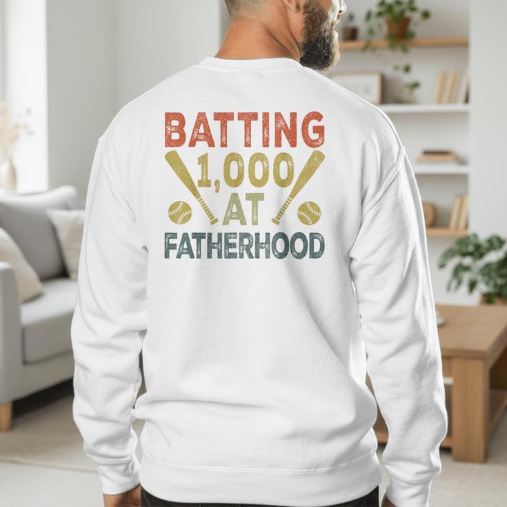 Baseball Dad Vintage Batting 1000 At Fatherhood Men's Sweatshirt Back Print Baseball Dad Vintage Batting 1000 At Fatherhood Men's Sweatshirt Back Print