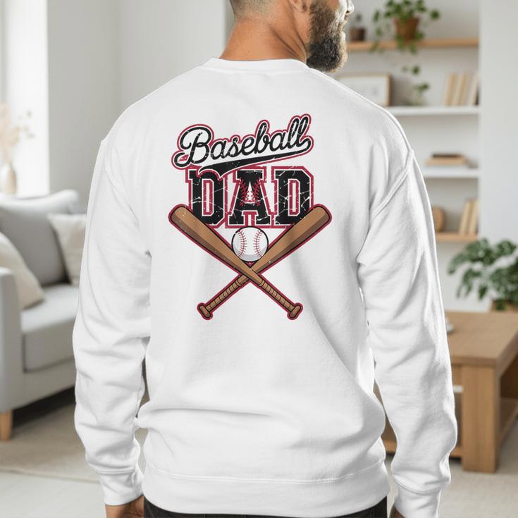 Baseball Dad Vintage Father's Day Family Humor Sport Lovers Men's Sweatshirt Back Print