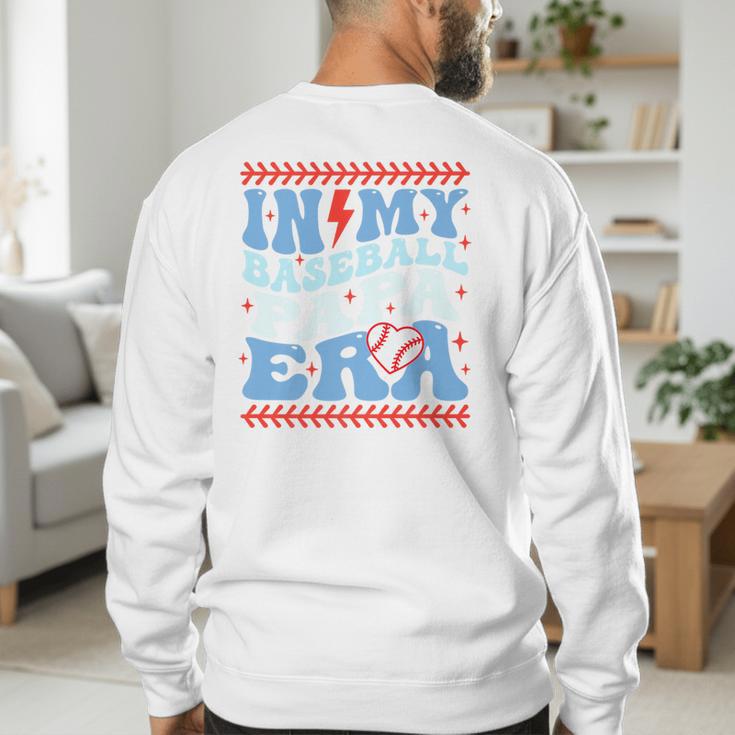 In My Baseball Papa Era Groovy Baseball Dad Family Matching Premium Men's Sweatshirt Back Print