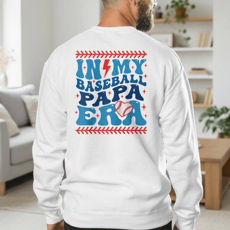 In My Baseball Papa Era Groovy Baseball Dad Family Matching Raglan Baseball Tee Men's Sweatshirt Back Print In My Baseball Papa Era Groovy Baseball Dad Family Matching Raglan Baseball Tee Men's Sweatshirt Back Print