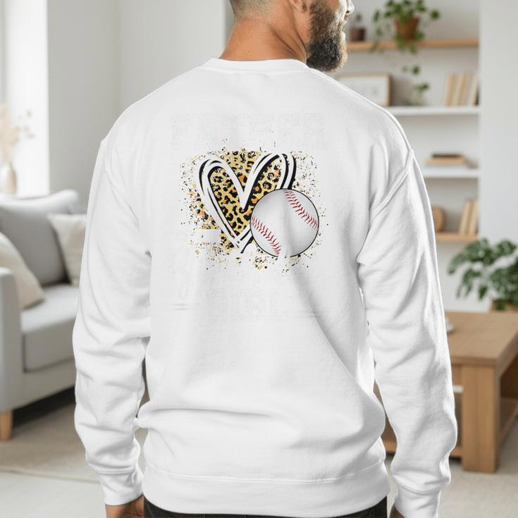 Father Of The Birthday Girl Baseball Dad Leopard Heart Premium Tri-Blend Men's Sweatshirt Back Print