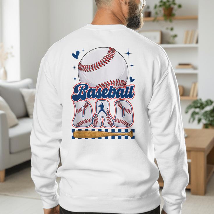 Groovy Baseball Dad Daddy Father Happy Fathers Day Men Guys Men's Sweatshirt Back Print