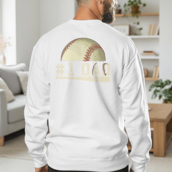 Number One Baseball Dad Fathers Day Baseball Player Dad Papa Premium Men's Sweatshirt Back Print Number One Baseball Dad Fathers Day Baseball Player Dad Papa Premium Men's Sweatshirt Back Print