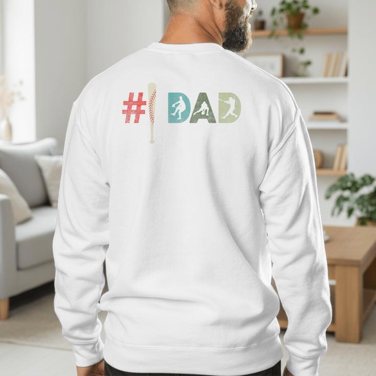 Number One Baseball Dad Father's Day Baseball Player Dad Premium Men's Sweatshirt Back Print