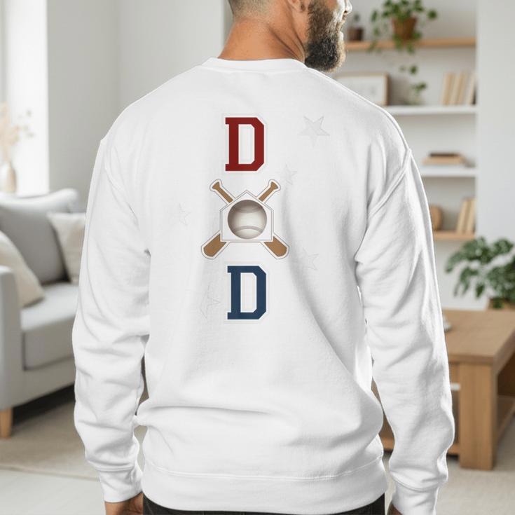 Patriotic Baseball Dad Father's Day Red Blue Star Premium Men's Sweatshirt Back Print